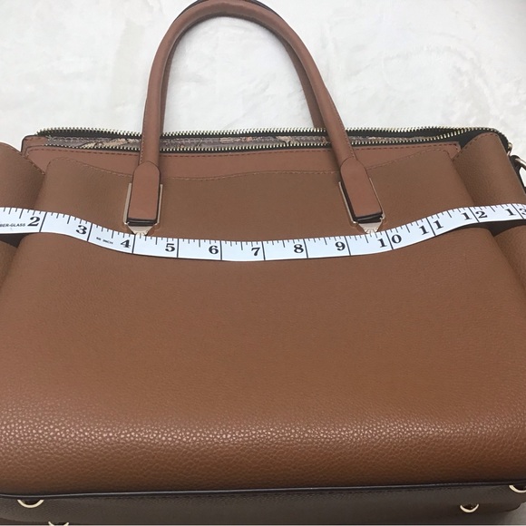 Brown Structured Satchel Crossbody 2 exterior Pockets - Picture 10 of 12